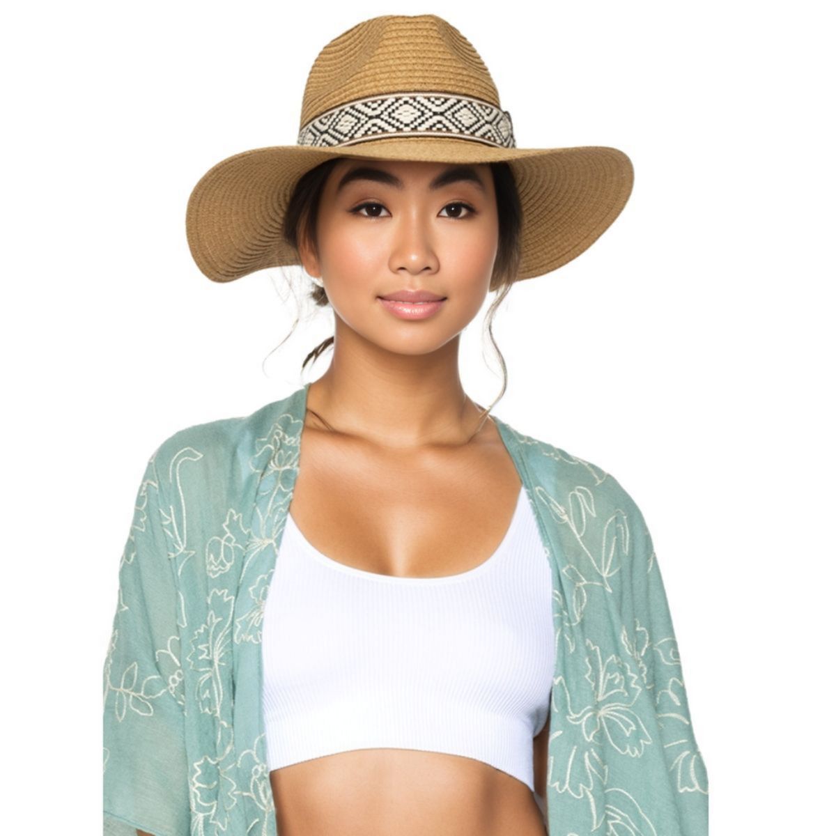 Camel Straw Panama Fedora