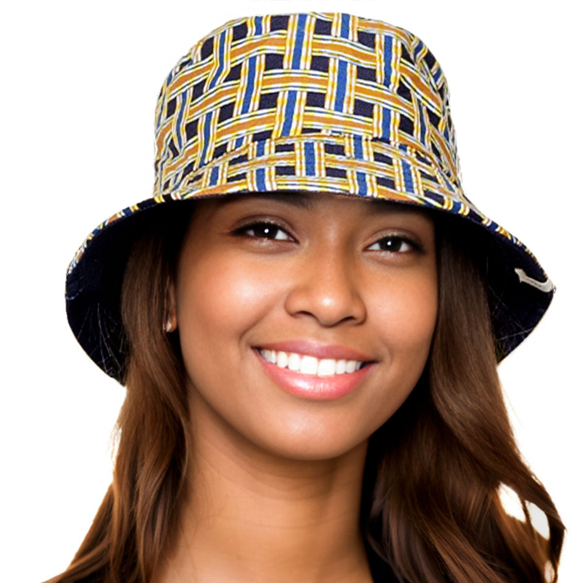 Navy Geometric Reversible Bucket Hat