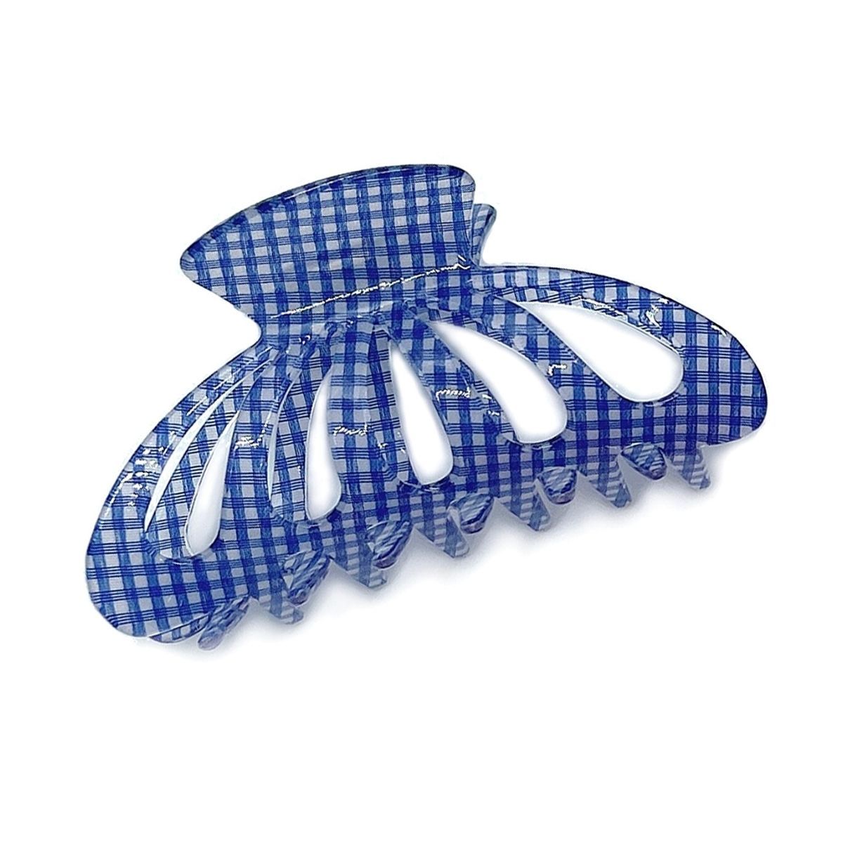 Blue Gingham Big Hair Claw Clip