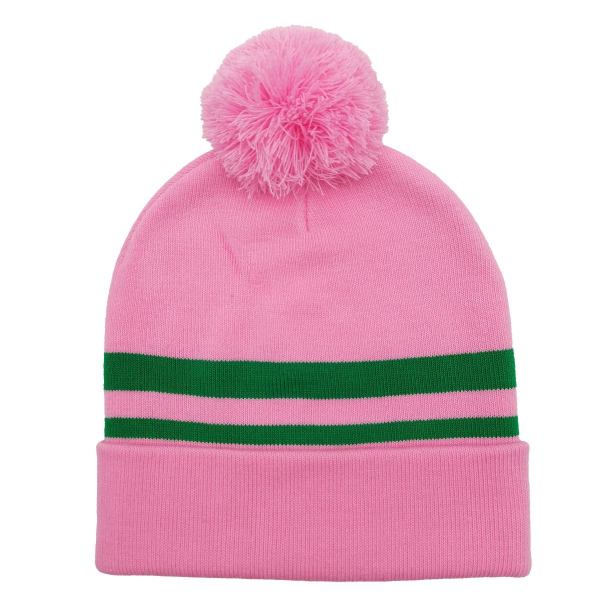 AKA Pink Two Stripe Green Beanie