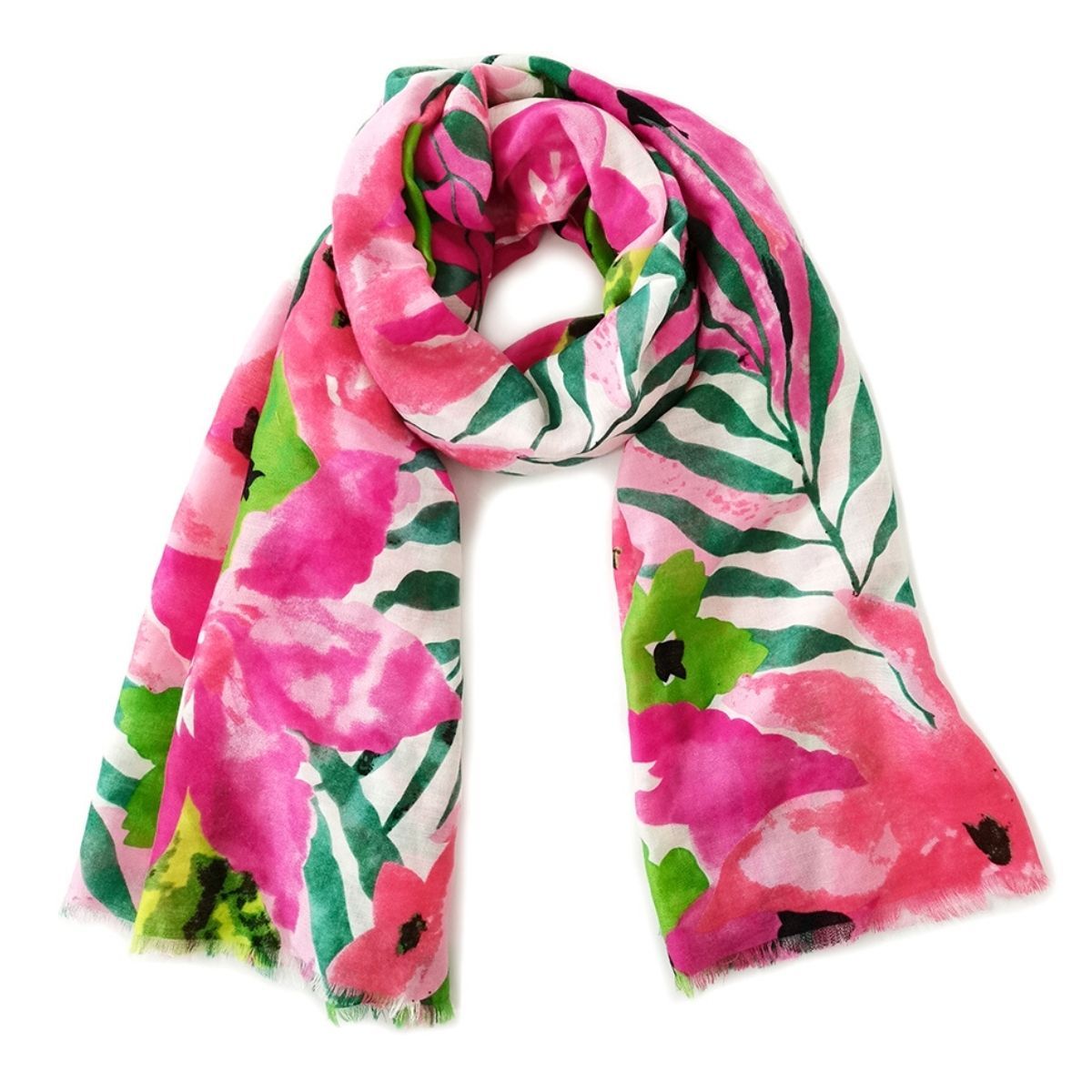 Long Pink Watercolor Floral Scarf |74.8 x 35.4