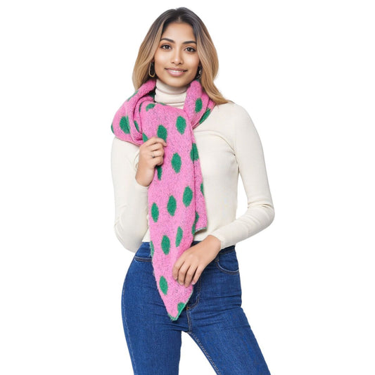 AKA Pink Green Polka Dot Scarf