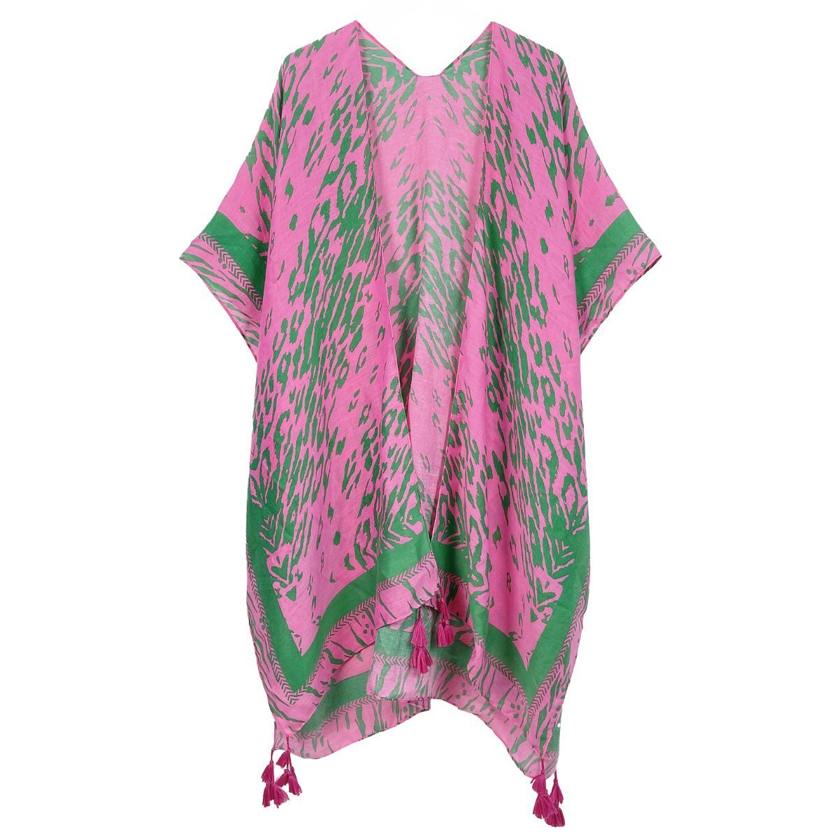 AKA Kimono Animal Print Pink and Green