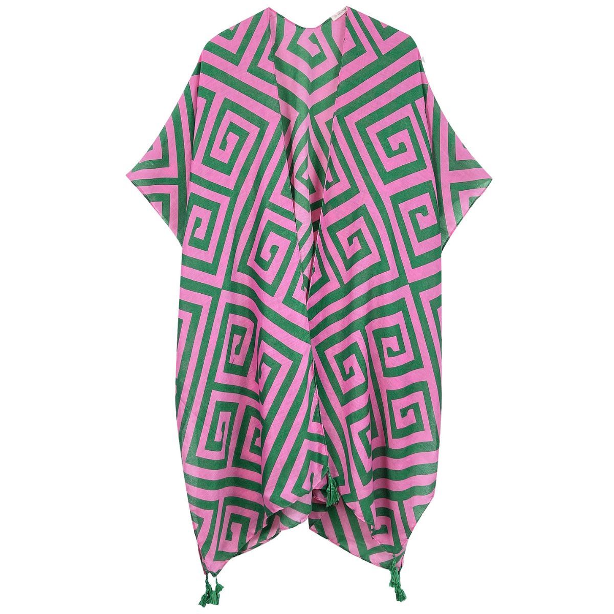 AKA Kimono Grecian Print Pink and Green
