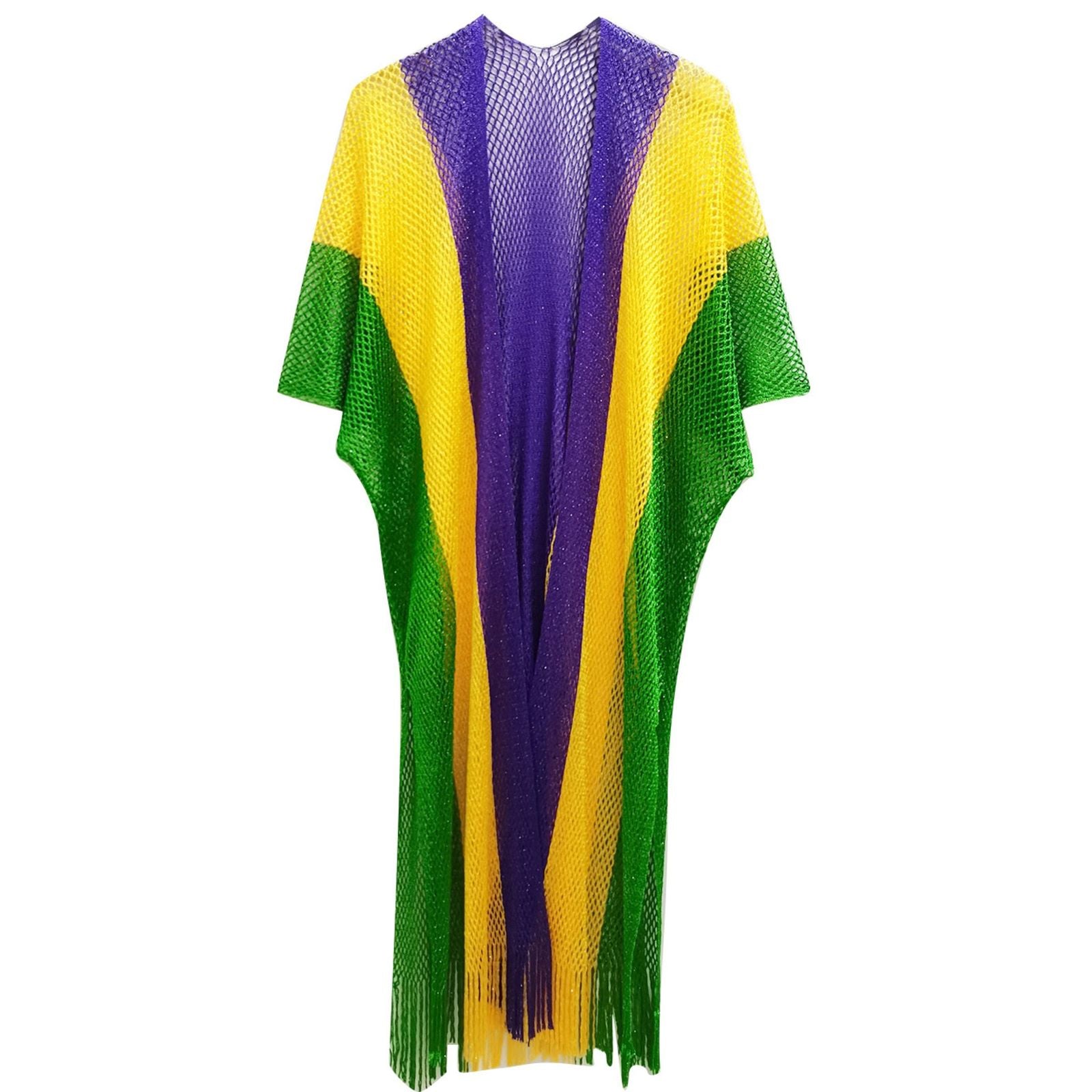 Kimono Lurex Stripe Purple Gold Green Fringe