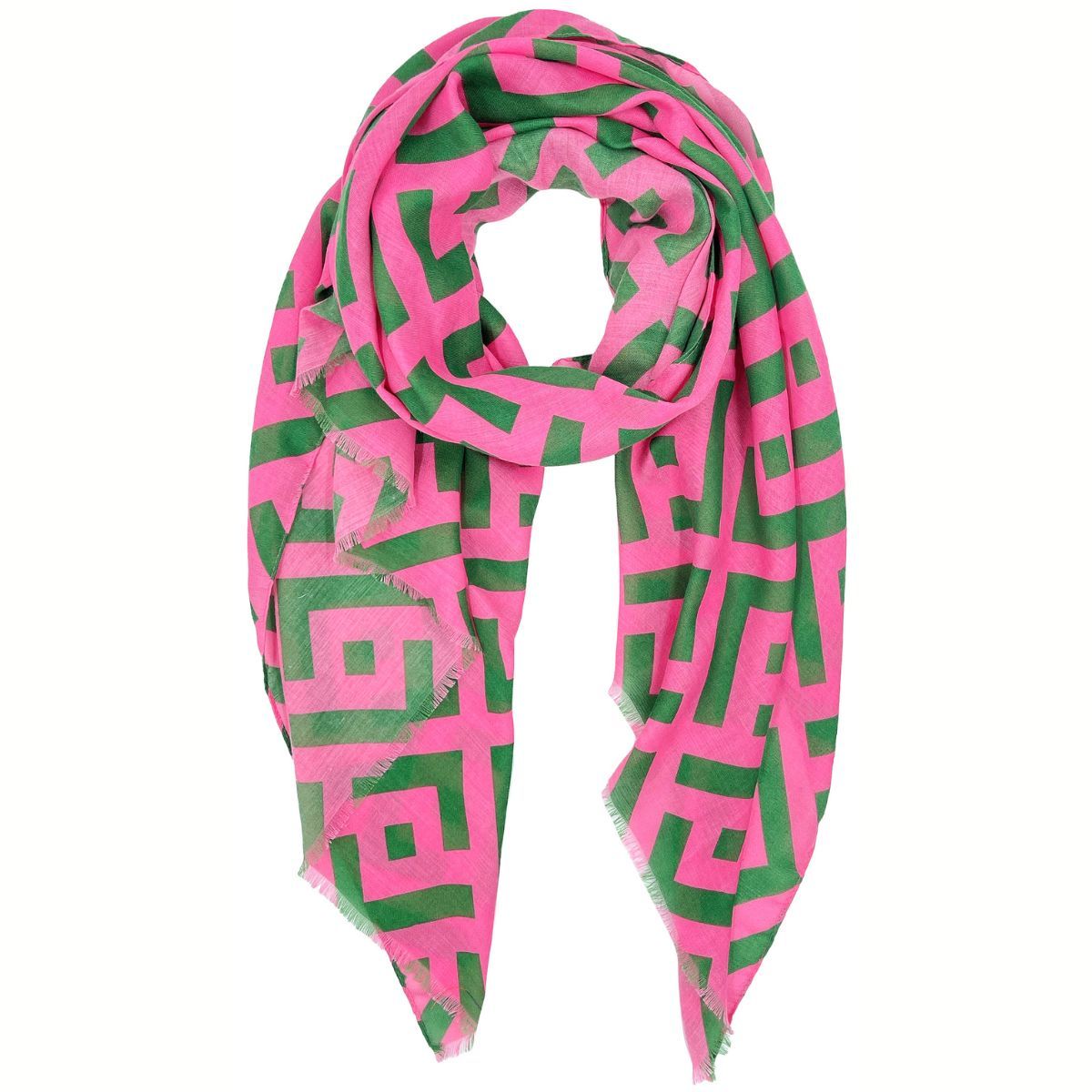 AKA Scarf Wrap Lux Geo Print Pink Green