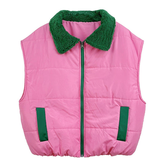 AKA Sorority Shearling Collar Puffer Vest Women