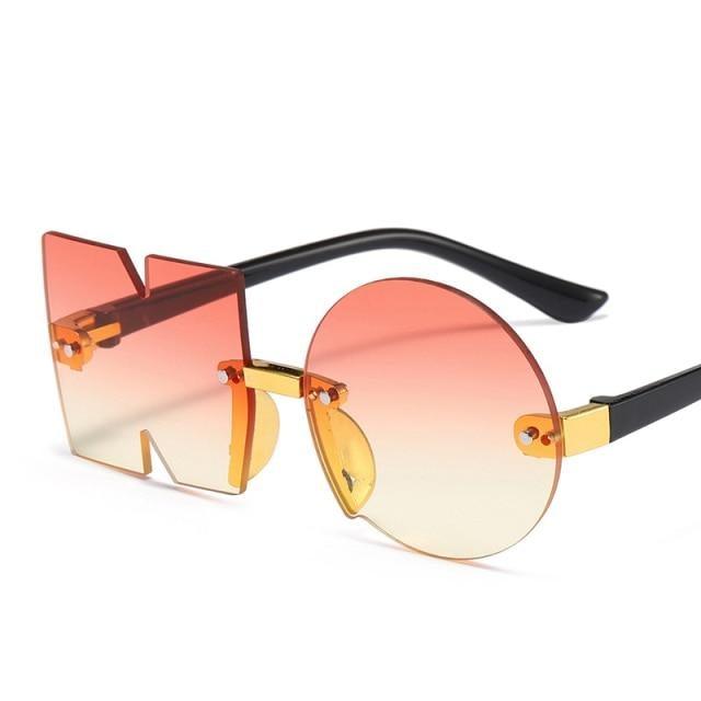 Letter NO Party Rimless Irregular Design Sunglasses For Men/Women Fashionable NO Sunglasses for Kids Oversize & Irregular Design Frameless Polygon Glasses For Children