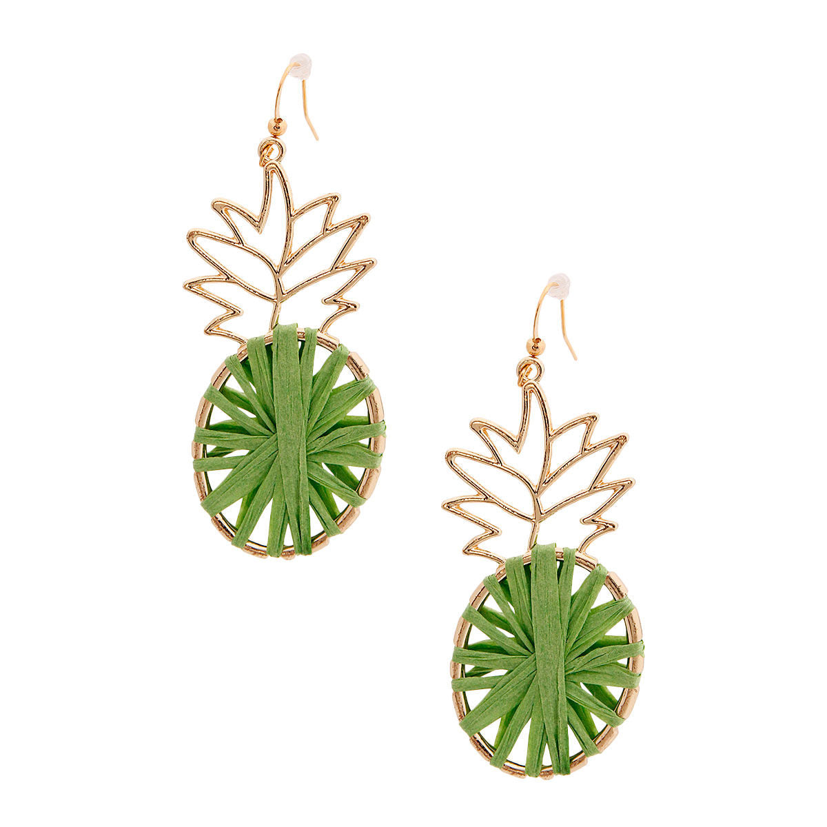 Green Raffia Pineapple Earrings