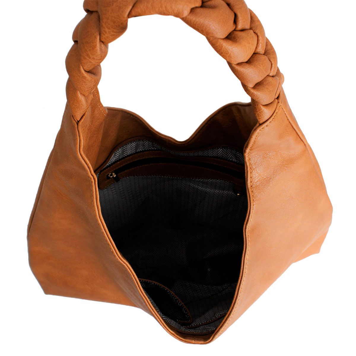 Brown Braided Hobo Bag