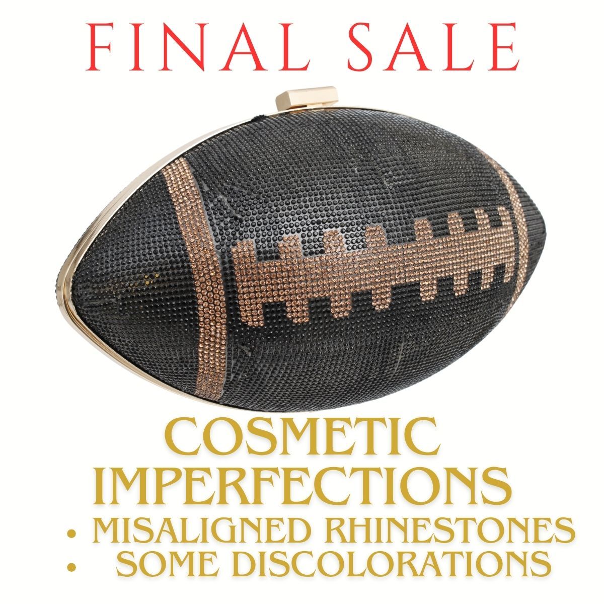 FINAL SALE Black Football Hardcase Clutch