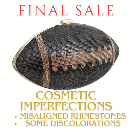 FINAL SALE Black Football Hardcase Clutch