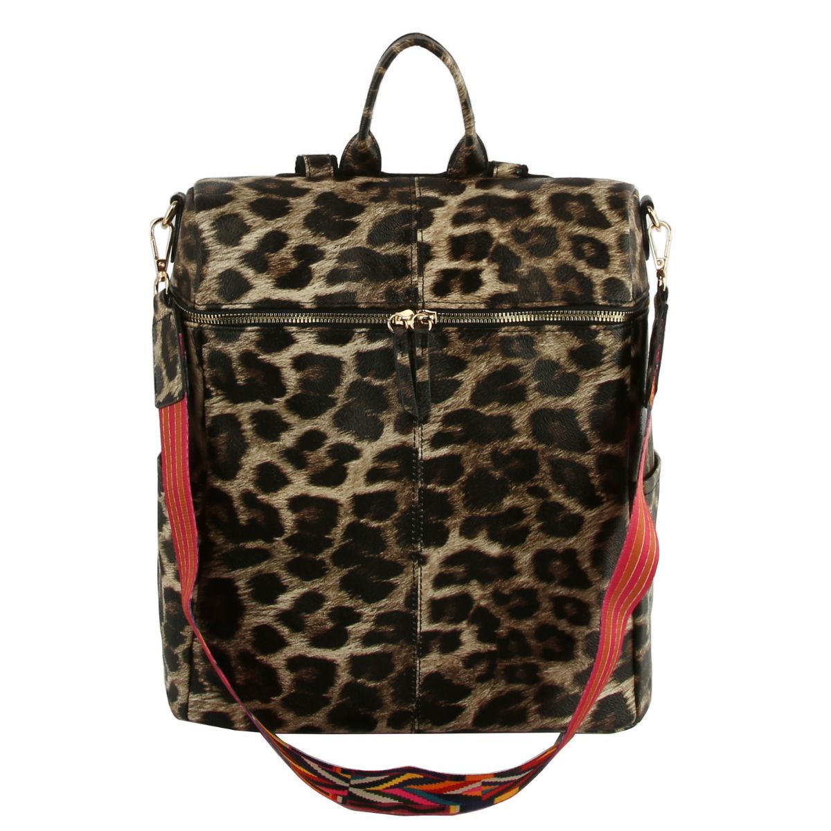 Leopard Square Backpack Purse