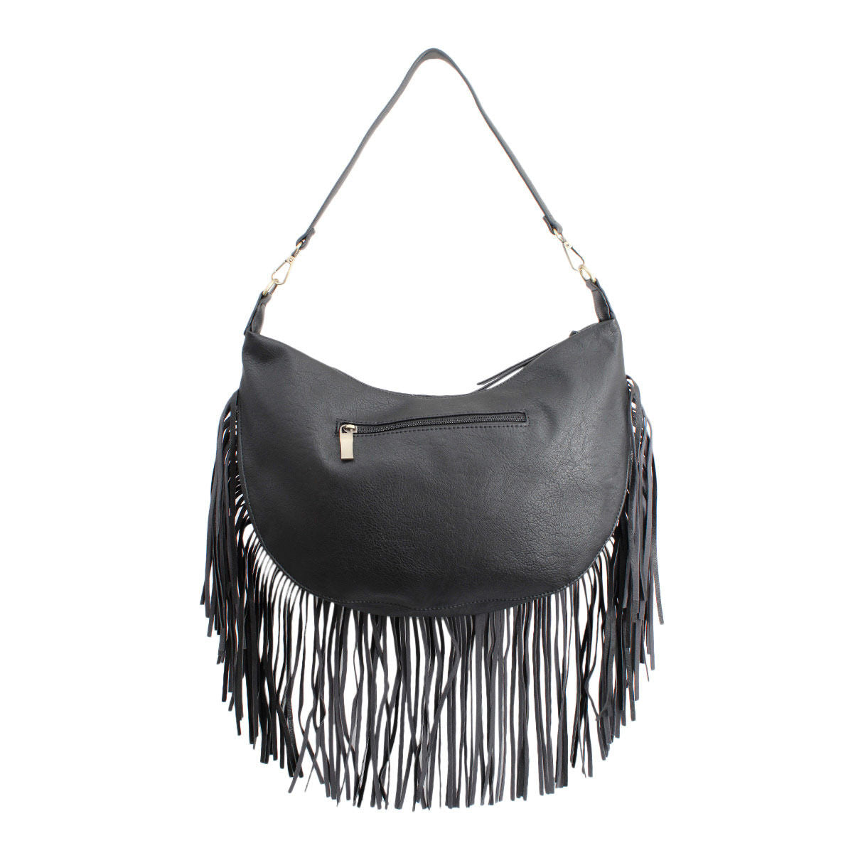 Purse Black Round Fringe Hobo Bag for Women