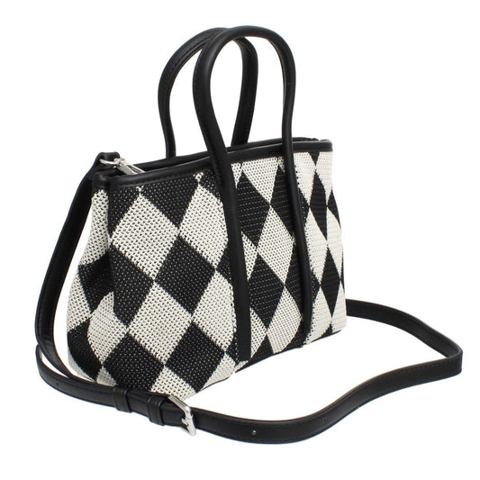 Top Handle Black Harlequin Detail Square Handbag