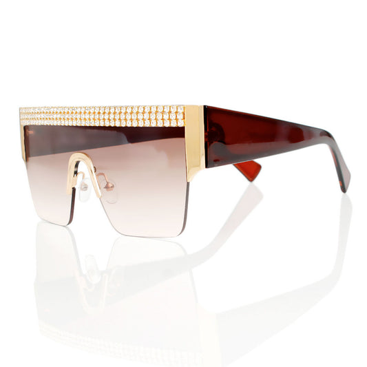 Sunglasses Shield Pave Brown Eyewear for Women