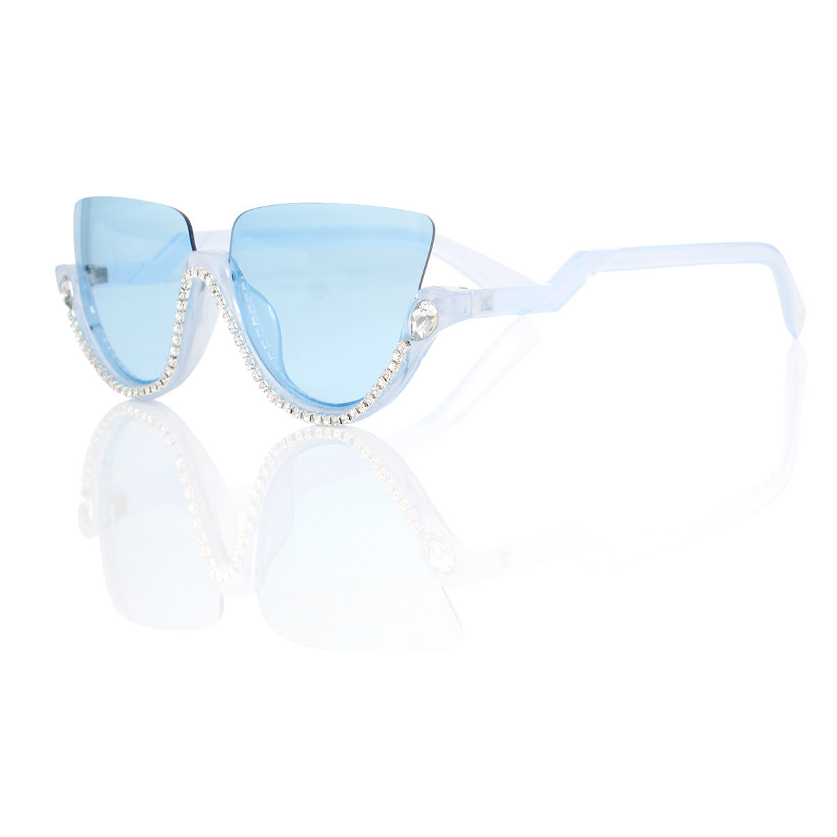 Sunglasses Half Frame Blue Eyewear for Women