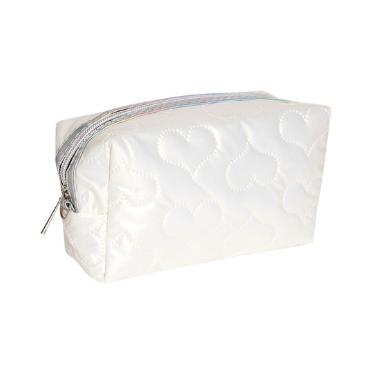 White Heart Puffer Pouch