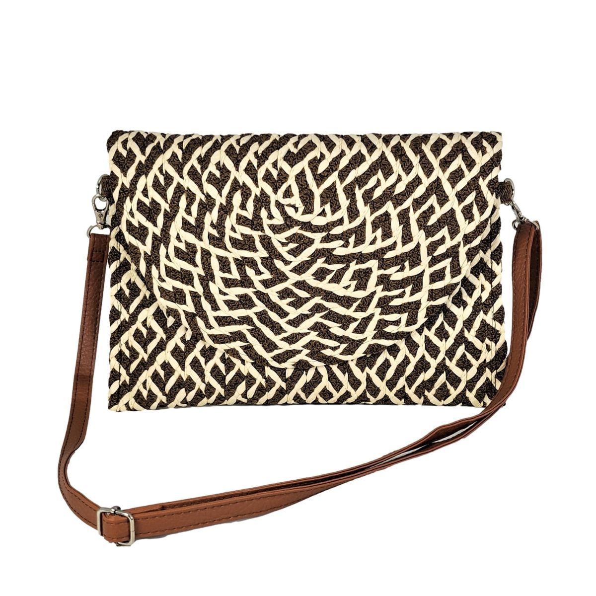 Brown Pattern Flap Clutch