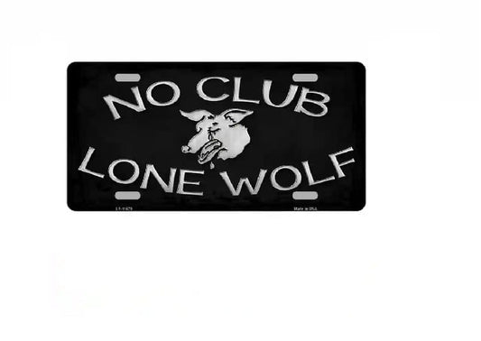 No Club Lone Wolf License Plate