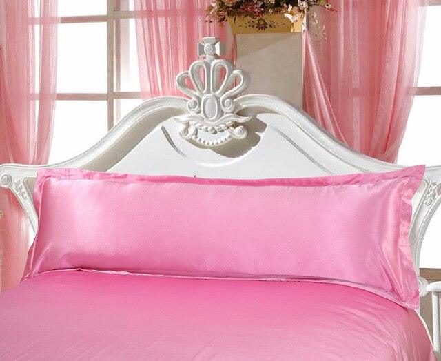 Long Pillowcase Brown Solid Pillow Case Cover Silk Satin Fabric Pillow Cover Soft Grey Satin Body Pillow Pillowcase Silky Long Pillow Case Home Textile For Bedroom