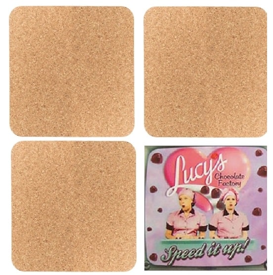 Underside of Cork Lined Lucille Ball / I Love Lucy Coasters 