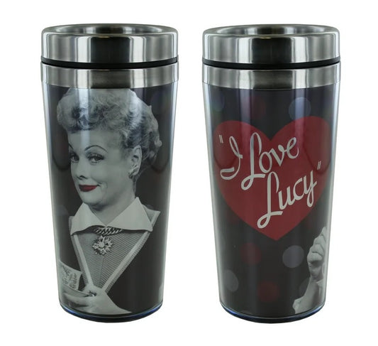 I Love Lucy Black Travel Mug Hot or Cold Beverages