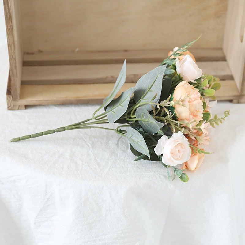 Luxury Fake Flowers Artificial Silk Roses High Quality Big Bouquet For Office Parties Bridal and Wedding Decoration Artificial Rose Flowers Bouquet Silk Flowers Rose for Home Bridal Wedding Party Festival Decor