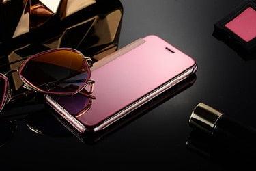 Luxury iphone Flip Case iphone 11 12 13 14 Cover Clear View Windows Mirror Magnetized Simple Closure Unique Flip Phone Stylish Case For iPhone