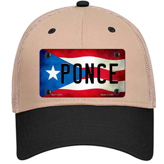 Ponce Puerto Rico Flag License Plate Baseball Cap in Beige
