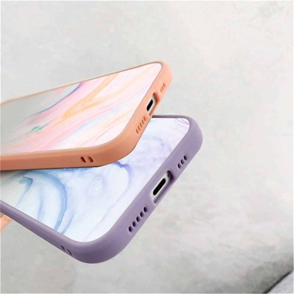 Marble Pattern Aesthetic Silicone Ultra Thin Scratch-Resistant Shockproof Mobile Phone Case For iPhone 11 Case Stylish Soft Camera Protective Cover For iPhone 12 Pro Max Mini XR XS Max X 7 8 Plus Case