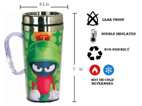 Marvin The Martian Insulated Travel Mug Diagram