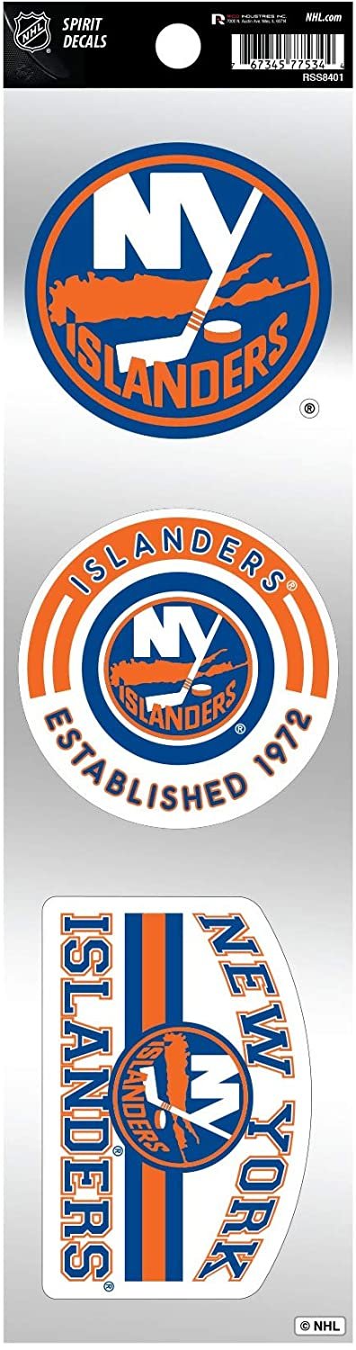 New York Islanders 3-Piece Retro Decal Sticker Sheet, Die Cut