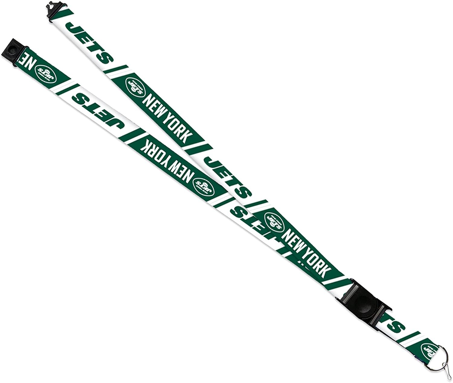 New York Jets lanyard with green and white design on a white background
