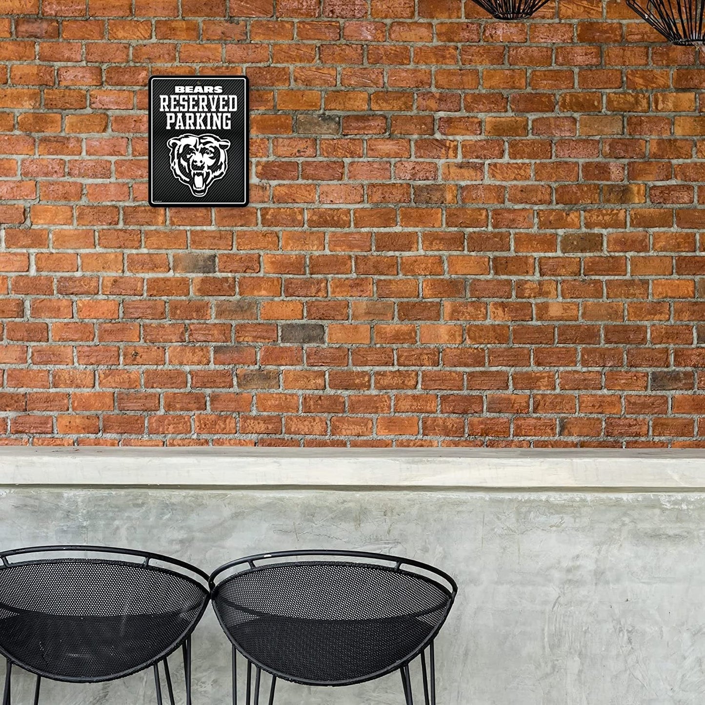 Chicago Bears Metal Parking Novelty Wall Sign 8.5 x 11 Inch Carbon Fiber Design