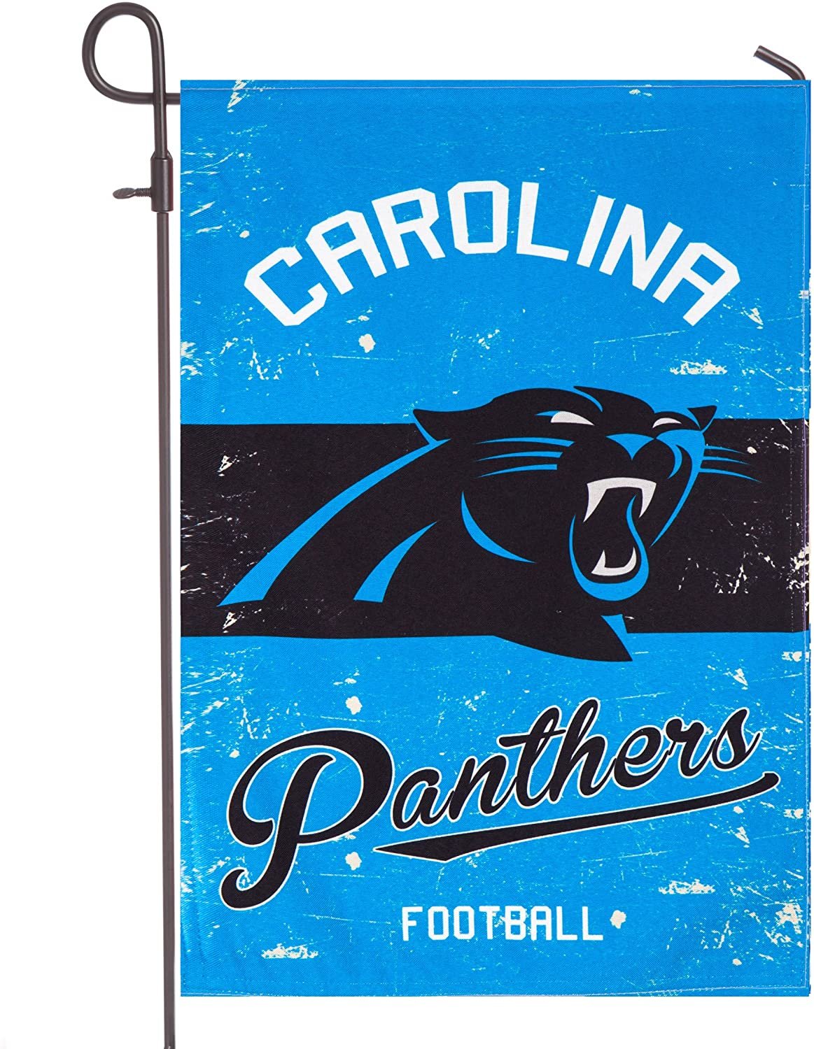 Carolina Panthers garden flag with panther logo on a blue background