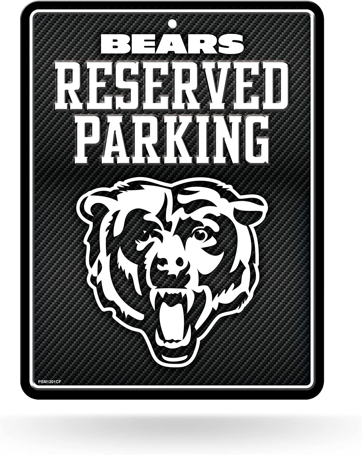Chicago Bears Reserved parking sign with bear logo on a black background