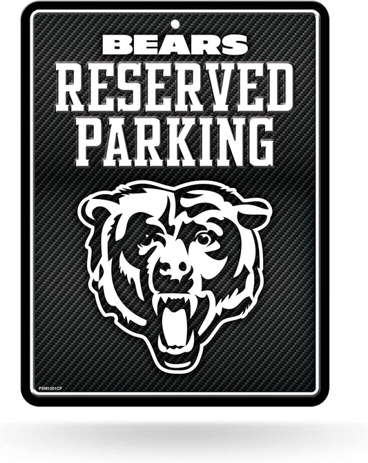 Chicago Bears Reserved parking sign with bear logo on a black background