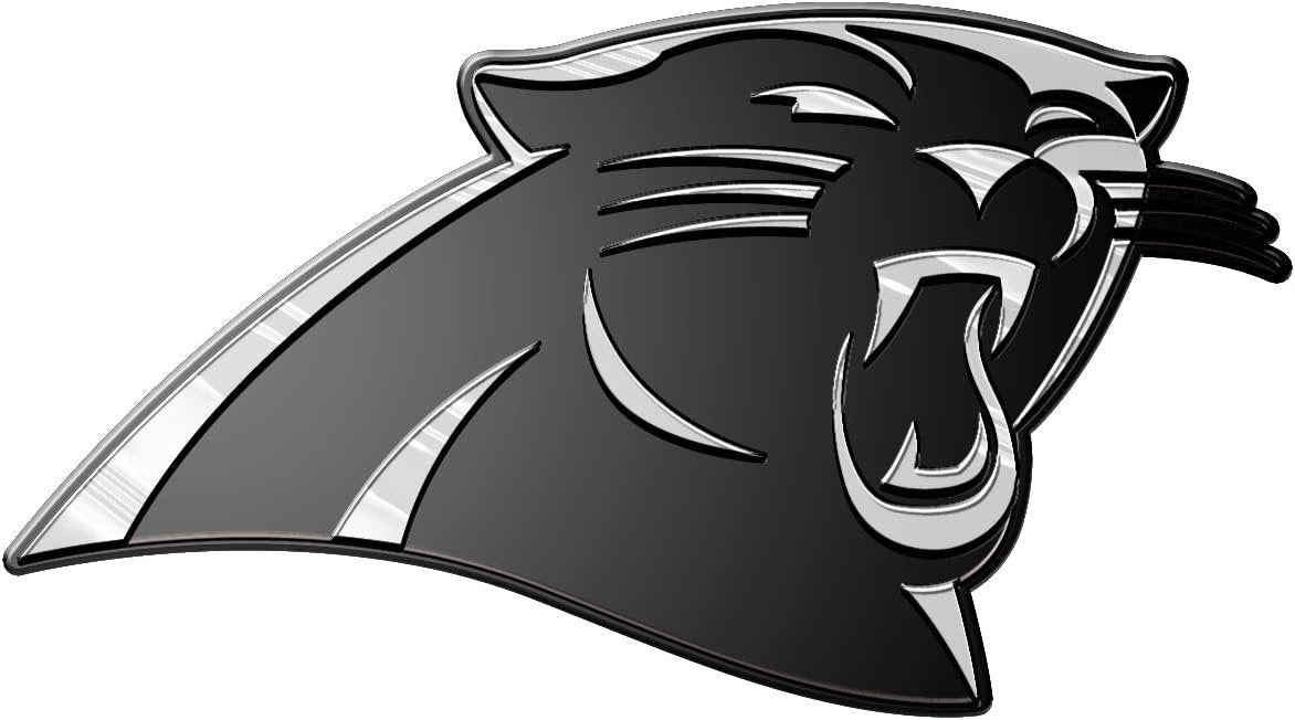 Carolina panther logo with a metallic sheen on a white background