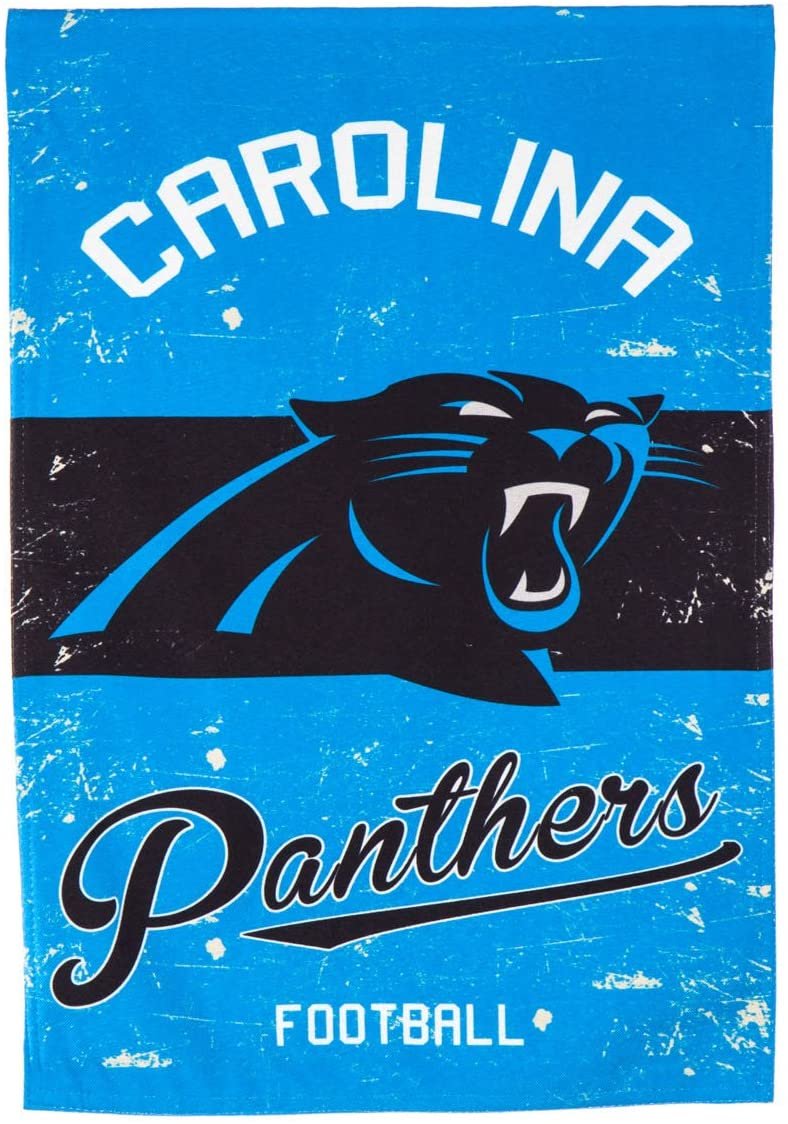 Carolina Panthers logo with blue and black colors on a textured background