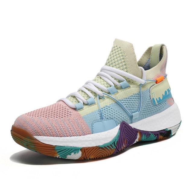 Men Breathable Basketball Shoes Shockproof High Top Sneakers Cushioning Sport Shoes Outdoor Training Ankle Boots Lightning Professional Anti Slip Sports Shoes For Running Walking Sport