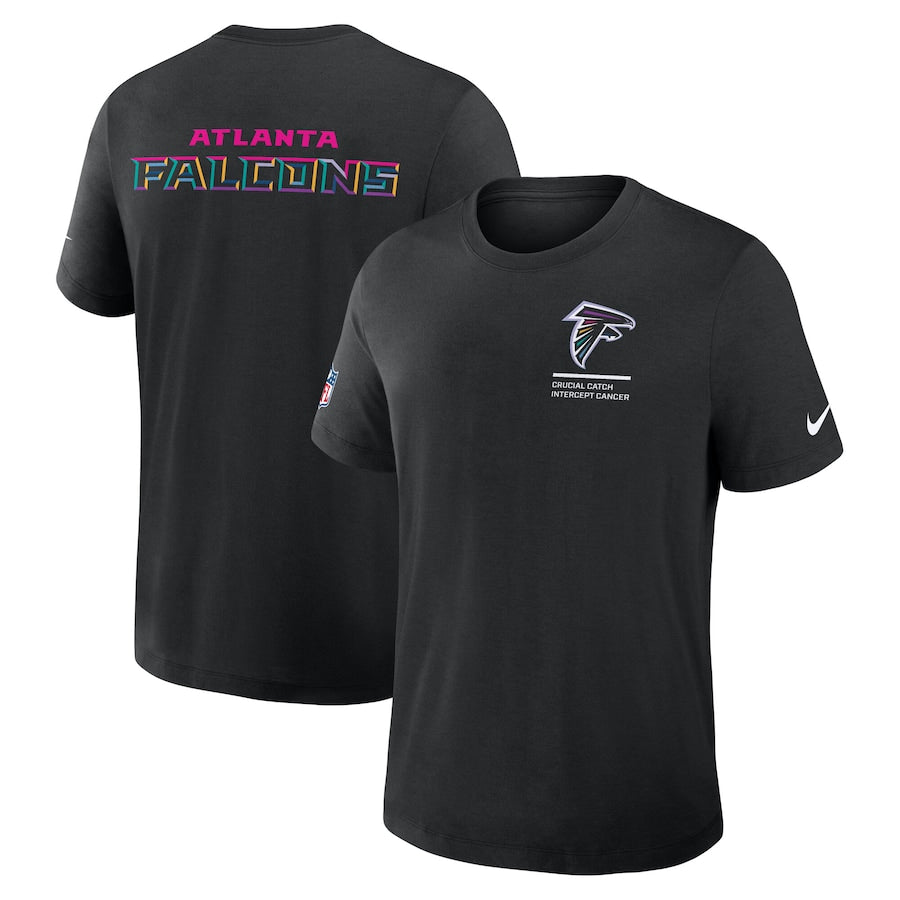 Black t-shirt with 'Atlanta Falcons' branding on a white background