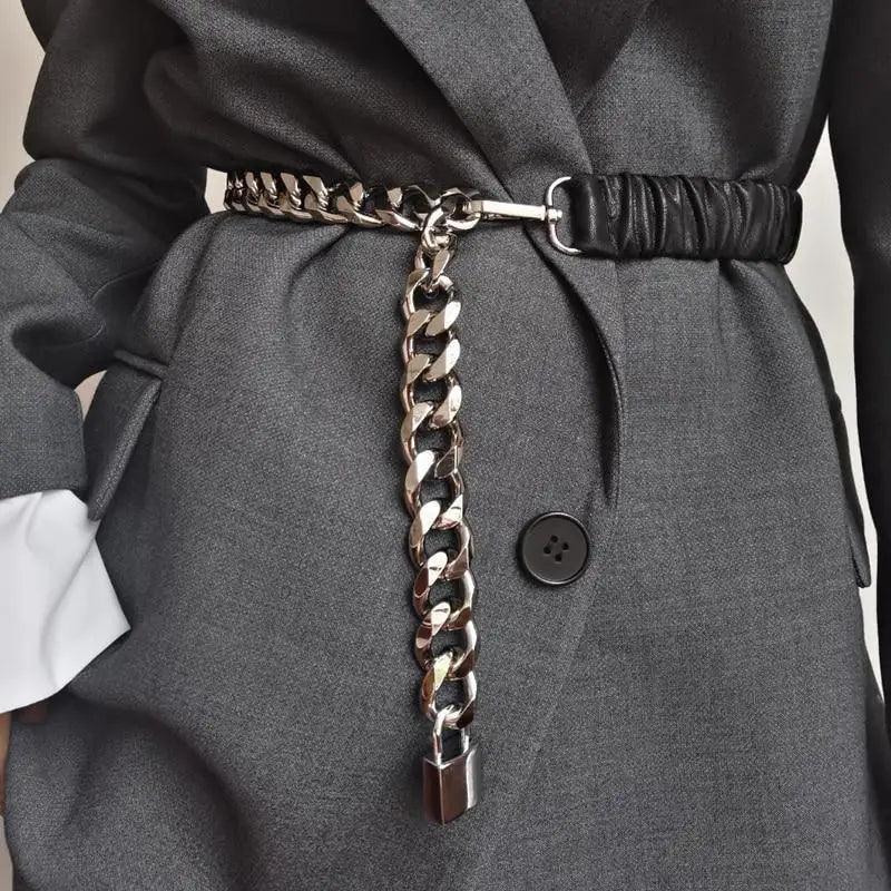 Metal Adjustable Chain Link Belts Fashion Belly Jewelry For Jeans Dresses Elegant Cool Style Lock Design Belts For Women Charming Belt