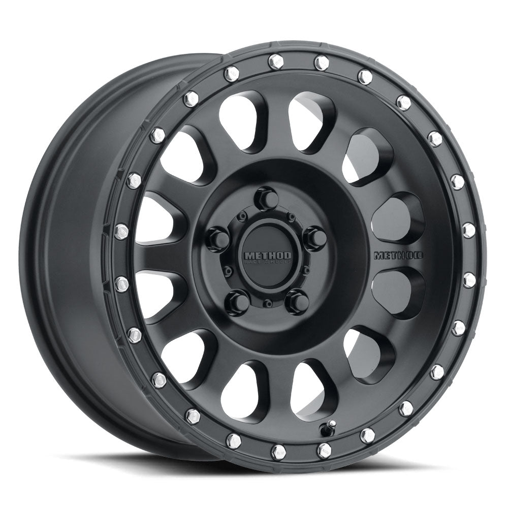 Black alloy wheel withMethod branding on a white background