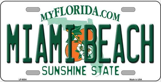Miami Beach Florida Novelty Metal License Plate