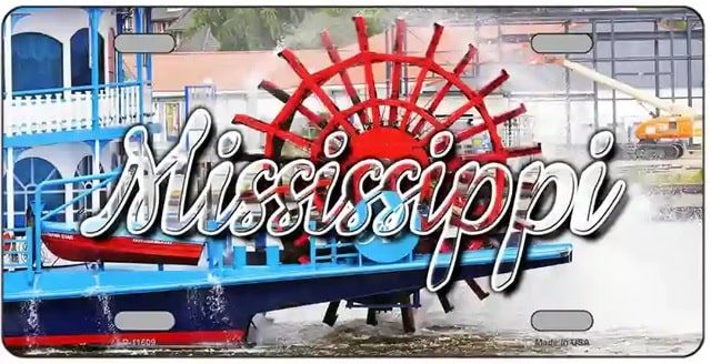 Mississippi Paddle Wheel River Boat State License Plate Tag