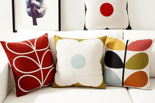 Modern Geometric Flower Pillow Cover Solid Yellow Red Floral Petals Cushion Covers Home Decorative Sofa Pillowcase Simple Decor Geometric Decorative Throw Pillow Covers Cushion Case Multicolor 45x45cm