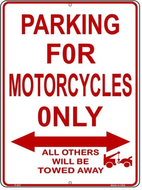 Motorcycle Parking Only Metal Novelty Parking Sign