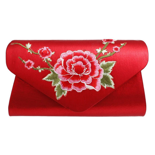 Evening Clutch Red Floral Envelope Bag Women