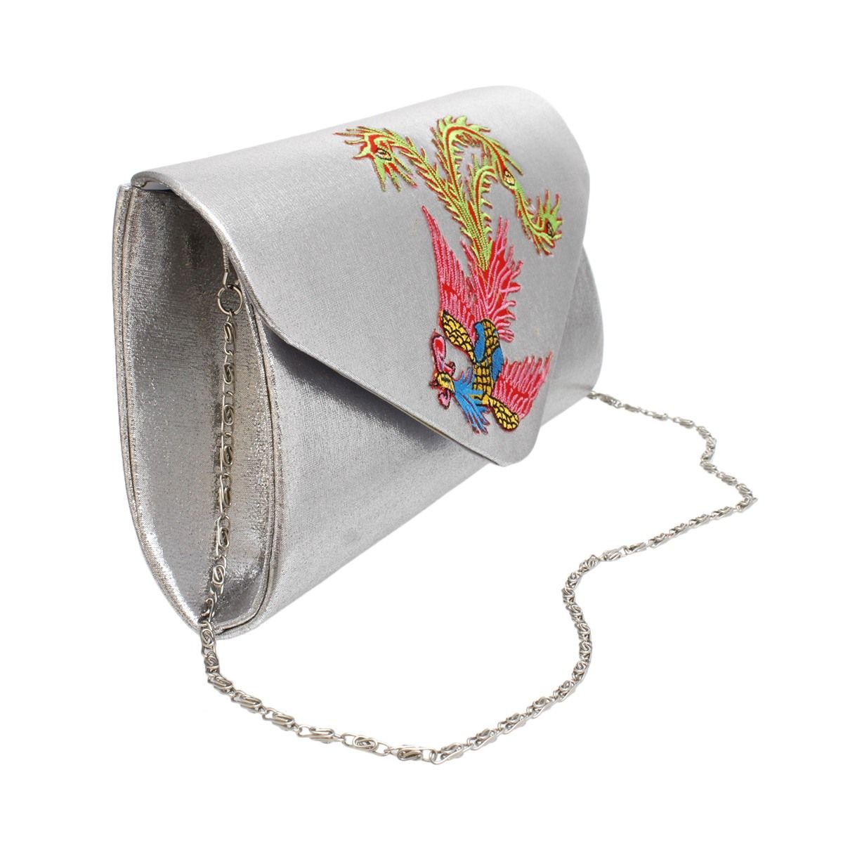 Evening Clutch Silver Phoenix Envelope Bag Women